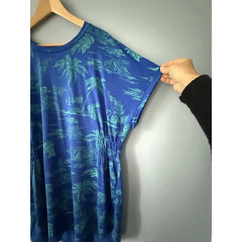 Outdoor Oasis One Size Royal Blue Gauzy Beach Pool Swim Cover Up Tunic Kimono - Picture 3 of 11